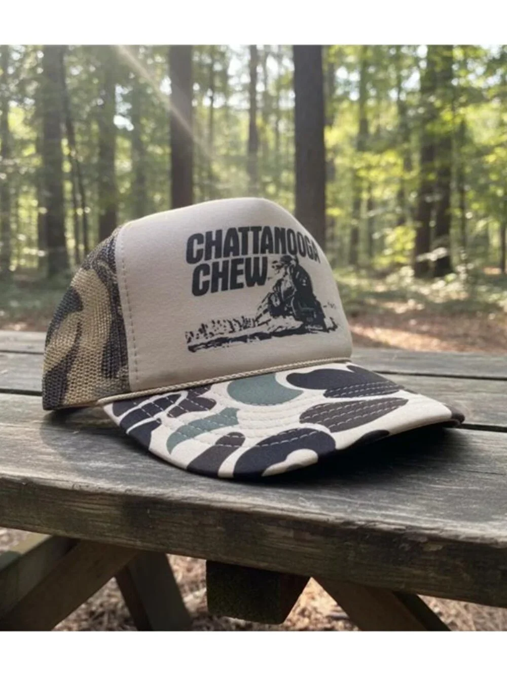 Retro Chattanooga Chew Trucker Hat Vintage Camo Foam Snapback Train Cap New 80s